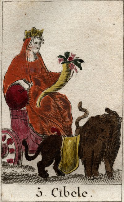 تمثيل للإلهية Cybele (من أصل فريجى) تجسد الطبيعة الأم ، وهي تحمل وفرة في يديها. من "أساطير الشباب" بيير بلانشارد 1803. بواسطة المدرسة الفرنسية