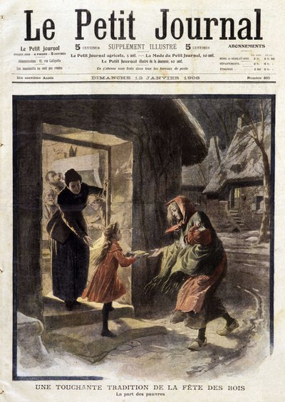تقليد مؤثر لعيد الملوك: نصيب الفقراء - في "Le Petit Journal" بتاريخ 12/1/1908 (نقش) بواسطة المدرسة الفرنسية