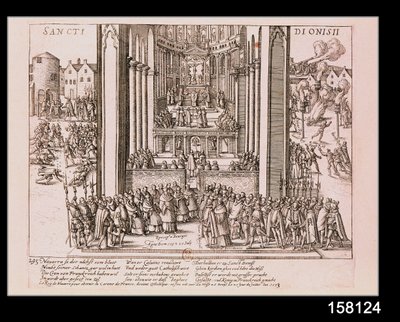 التخلي عن هنري الرابع (1553-1610) في سانت دينيس في 15 يوليو 1593 بواسطة المدرسة الفرنسية
