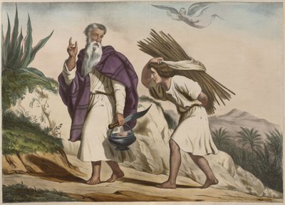 أخذ إبراهيم إسحاق إلى جبل موريا ، رسم توضيحي من التعليم المسيحي Listoire Sainte ، نشره Charles Delagrave ، باريس بواسطة المدرسة الفرنسية
