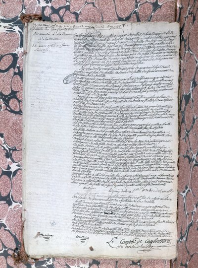 تقرير عن المواجهة بين Comtesse de la Motte و Cagliostro أثناء المحاكمة المتعلقة بقلادة Queens ، في 24 مايو 1786 بواسطة المدرسة الفرنسية