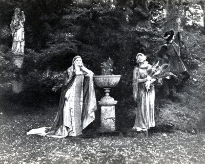 القانون الأول ، المشهد 3 من Pelleas et Melisande بواسطة Debussy ، من صورة الإنتاج الأول في أبريل 1902 من الأوبرا في أوبرا كوميك في باريس ، التوضيح في مجلة المسرح ، يونيو 1902 (لي بواسطة French School
