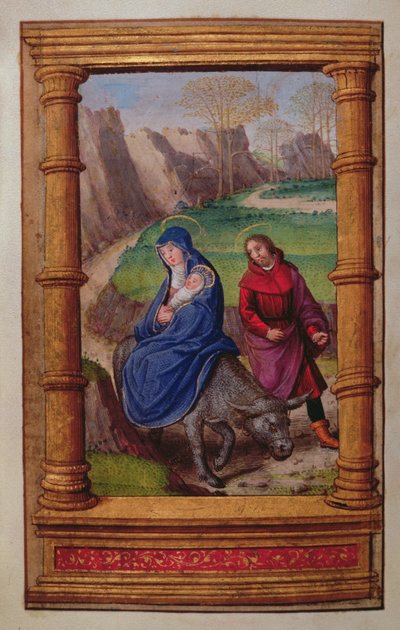 أضف 35214 f.72v Flight إلى مصر ، من كتاب الصلوات ، باريس بواسطة المدرسة الفرنسية