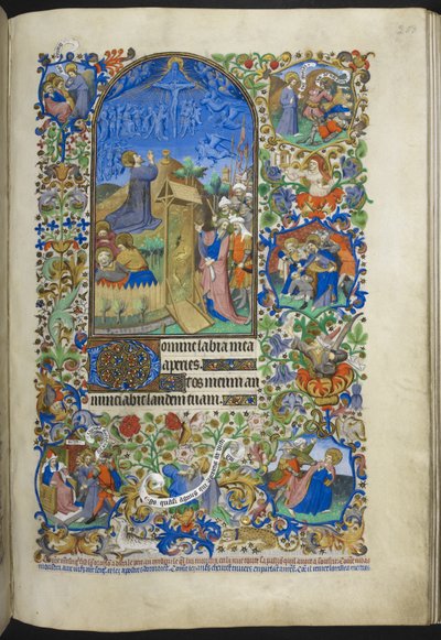 أضف Ms 18850 f.208r ، Hours of the Passion: Agony in the Garden ، مع مشاهد إضافية في الحدود ، من كتاب الساعات (The Bedford Hours) حوالي 1410-30 (حبر ، لون وذهب على ورق) بواسطة المدرسة الفرنسية