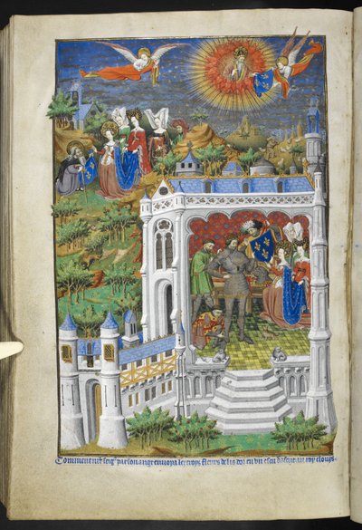 أضف Ms 18850 f.288v ، Legend of the Fleurs de Lys ، من كتاب الصلوات (The Bedford Hours) حوالي 1410-30 (حبر ، لون وذهب على ورق) بواسطة المدرسة الفرنسية