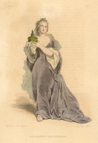 Adrienne Lecouvreur (coloured engraving) بواسطة المدرسة الفرنسية