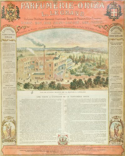 إعلان عن Parfumerie Oriza L. Legrand ، c.1884 بواسطة المدرسة الفرنسية