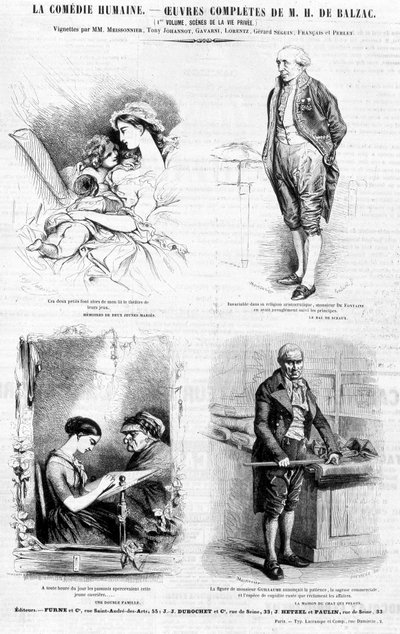 Advertising page for the works of Balzac - in “” Charivari””, July 1842 بواسطة المدرسة الفرنسية