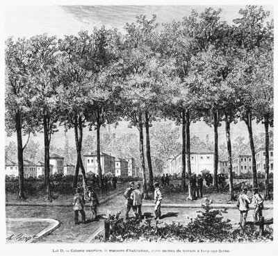 إعلان يصور مستعمرة عاملة ، توضيح من لو موند إيلوستر ، 1876 بواسطة المدرسة الفرنسية
