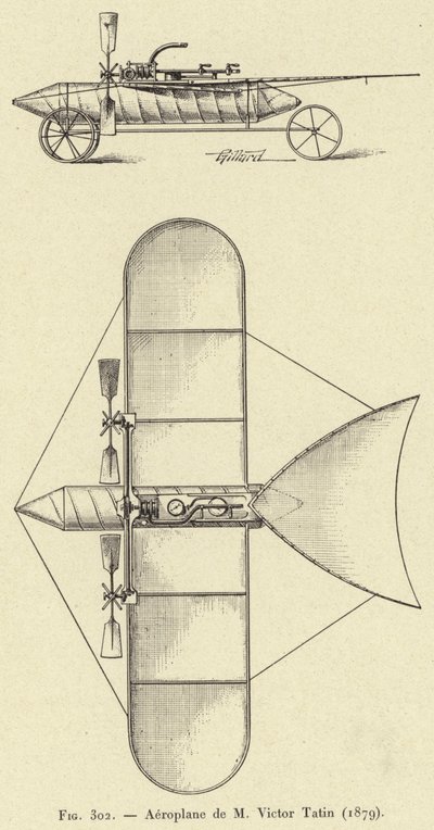 طائرة فيكتور تاتين (1879) (نقش) بواسطة المدرسة الفرنسية