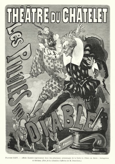 Affiche illustree representant deux des principaux personnages de la feerie les Pilules du Diable, Seringuinos et Sottinez (engraving) بواسطة المدرسة الفرنسية