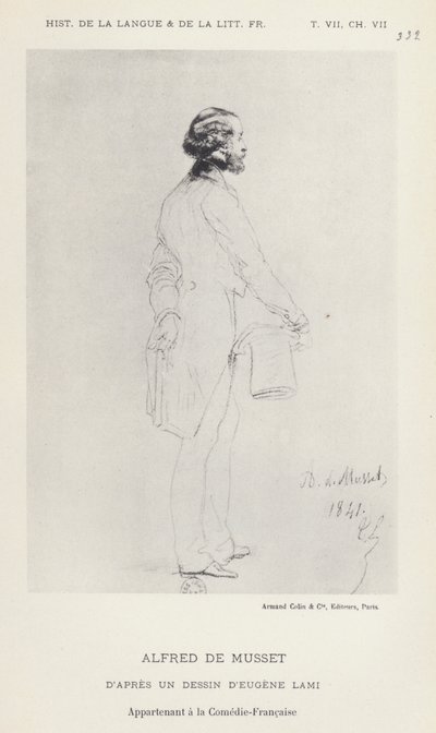 Alfred De Musset (litho) بواسطة المدرسة الفرنسية