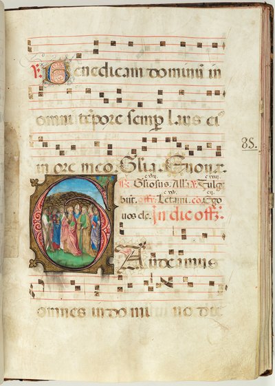All Saints ، Gradual f.85 (حبر ، تمبرا وأوراق ذهبية على رق) بواسطة المدرسة الفرنسية
