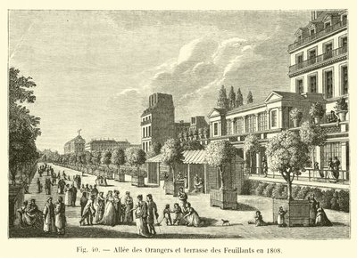 Allee des Orangers و Terrasse des Feuillants عام 1808 بواسطة المدرسة الفرنسية