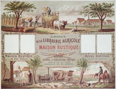 التقويم يوضح طرق الزراعة التقليدية والحديثة. ص 1870-80 بواسطة المدرسة الفرنسية