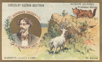 ألفونس دوديت (1840-1897) ، كاتب وكاتب مسرحي فرنسي ، مؤلف "La chevre de Monsieur Seguin" ، إحدى القصص القصيرة لـ "Lettres de mon moulin" بواسطة المدرسة الفرنسية