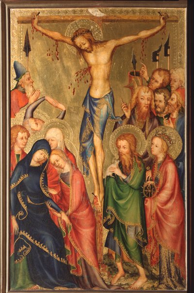Altarolo del Bargello: صلب - (diptych of Bargello ، صلب) لوحة مجهولة المصدر للمدرسة الفرنسية في القرن الرابع عشر (المدرسة الفرنسية ، القرن الرابع عشر) فلورنسا ، Museo Nazionale del Bargello بواسطة المدرسة الفرنسية