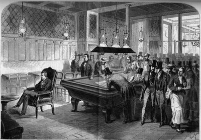 لاعب الشطرنج الأمريكي بول مورفي (1837-1884) يلعب ثمانية ألعاب شطرنج عمياء في مقهى دي لا ريجينس في باريس بواسطة المدرسة الفرنسية