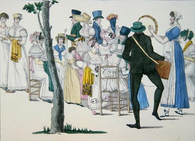 أمسية في كوبلنتز ، اللوحة رقم 20 من Le Bon Genre (أوائل القرن التاسع عشر) (نقش ملون) بواسطة المدرسة الفرنسية
