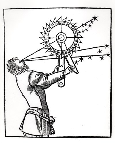 أسطرلاب ، رسم توضيحي من Cosmographia بواسطة Petrus Apianus (1495-1552) ، نشر في باريس بواسطة Vivant Gualtherot ، 1551 Vivant بواسطة المدرسة الفرنسية