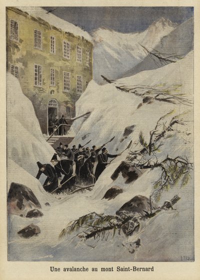 انهيار جليدي في ممر سانت برنارد العظيم ، سويسرا ، 1897 بواسطة French School