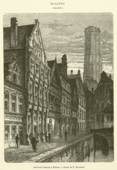 Anciennes maisons a Malines (engraving) بواسطة المدرسة الفرنسية