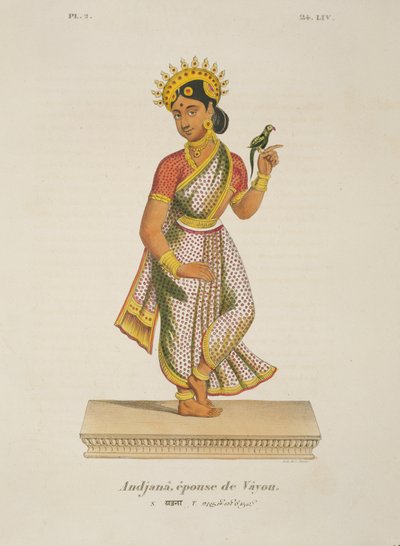 Andjana ، زوجة Vayu محفورة بواسطة C. de Motte (1785-1836) بواسطة المدرسة الفرنسية