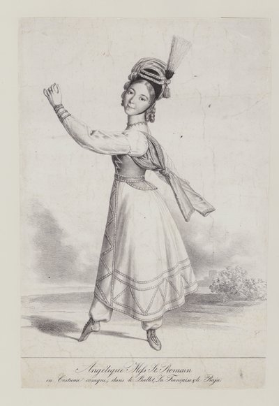 أنجيليك سانت رومان ميس في زي القوزاق لباليه La Francaise et le Raja (الليثو) بواسطة المدرسة الفرنسية