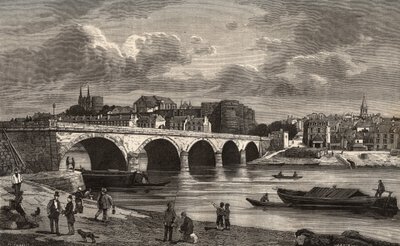 Angers - Maine-et-Loire في المنطقة Pays de la Loire - نقش في "France illustree: الجغرافيا والتاريخ والإدارة الإحصائية" بقلم V.-A. الشعير براون. 1884 بواسطة المدرسة الفرنسية