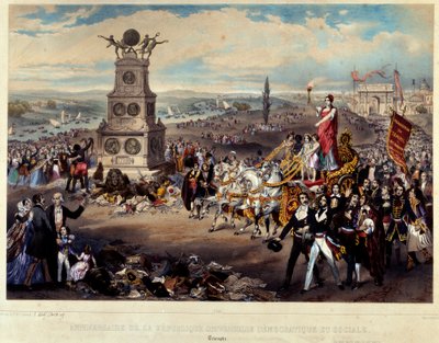 ذكرى الجمهورية الديمقراطية والاجتماعية: Triomphe de La Republique. محفور من عام 1848. باريس ، متحف كارنافاليت بواسطة المدرسة الفرنسية
