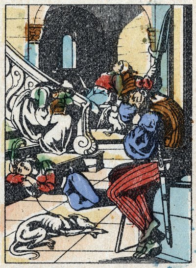 رسم مجهول لـ "La belle au bois dormant" ، حكاية تشارلز بيرولت (1628-1703) ، الكاتب الفرنسي. نقش الخشب للتصوير Pellerin - إبينال ، sd. أواخر القرن التاسع عشر. بواسطة المدرسة الفرنسية