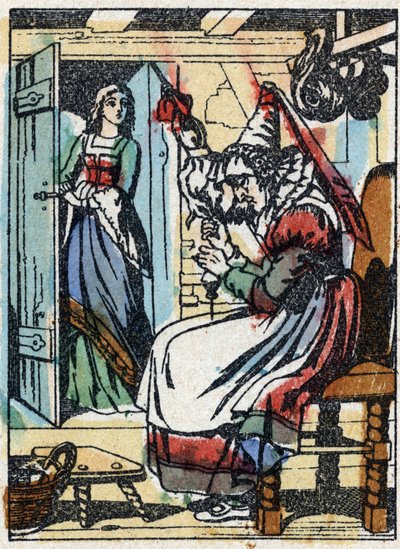 رسم مجهول لـ "La belle au bois dormant" ، حكاية تشارلز بيرولت (1628-1703) ، الكاتب الفرنسي. نقش الخشب للتصوير Pellerin - إبينال ، sd. أواخر القرن التاسع عشر. بواسطة المدرسة الفرنسية