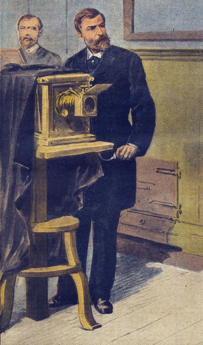 قياس الأنثروبومترية - رسم توضيحي لألفونس بيرتيلون (1853-1914) من 'Le Petit Journal' مايو 1899 (نقش) بواسطة المدرسة الفرنسية