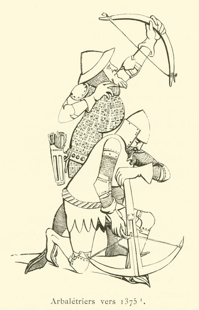 Arbaletriers vers 1375 (engraving) بواسطة المدرسة الفرنسية