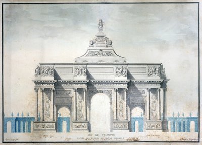 قوس النصر ، c.1810 (مرحاض بالقلم والحبر على الورق) بواسطة المدرسة الفرنسية