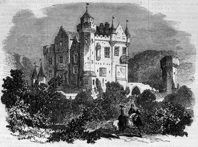 العمارة: منظر خارجي لقلعة أبوتسفورد (1824) ، حيث عاش الكاتب والتر سكوت. اسكتلندا بواسطة المدرسة الفرنسية