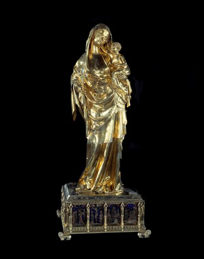 Art France: العذراء والطفل من Jeanne d'Evreux. النحت من الذهب والفضة والإيموكس بواسطة المدرسة الفرنسية
