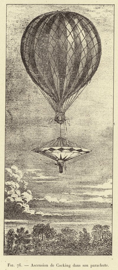 Ascension de Cocking dans son parachute (engraving) بواسطة المدرسة الفرنسية