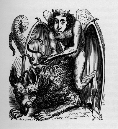 Astaroth - توضيح من "القاموس الجهنمي" لجاك ألبين سيمون كولين دي بلانسي بواسطة المدرسة الفرنسية