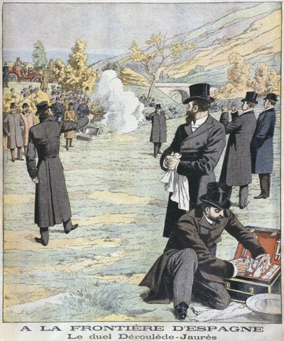 على الحدود الإسبانية ، مبارزة بين Paul Deroulede و Jean Jaures ، صورة من Le Petit Journal: Supplement illustre ، 18 ديسمبر 1904 بواسطة المدرسة الفرنسية