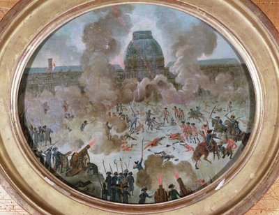 الهجوم على التويلري ، باريس ، 10 أغسطس 1792 (الغواش على القماش) بواسطة المدرسة الفرنسية