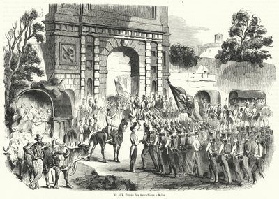 دخول القوات النمساوية ميلان ، إيطاليا ، 6 أغسطس 1848 (نقش) بواسطة المدرسة الفرنسية