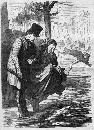 فظيعة مكادم! كارتون من قبل هونور دومير (1808-1879). نقش في "" Le Monde Illustré "" رقم 277 بتاريخ 2 أغسطس بواسطة المدرسة الفرنسية
