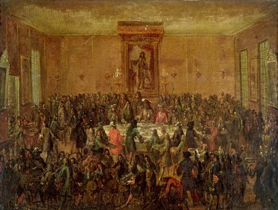 مأدبة على شرف لويس الرابع عشر (1638-1715) من قبل فيلق البلدية في فندق دي فيل ، c.1680 بواسطة المدرسة الفرنسية