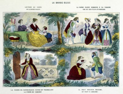 Barbe-Bleue - in “” Historiettes naïves et enfantines”” by Perrault, ed. Haguenthal بواسطة المدرسة الفرنسية
