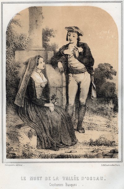 أزياء الباسك - Le muet de la vallee d'Ossau - نقش في "Les soirees de mon uncle souvenirs et tales de voyages" لـ MORING MICHEL - نهاية القرن التاسع عشر بواسطة المدرسة الفرنسية