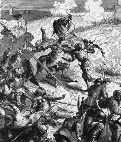 معركة كاستيون التي فاز بها جان دورليانز أو جان كونت دي دونوا تسمى باتارد أورليانز (1402-1468) على اللغة الإنجليزية بتكليف من اللورد تالبوت ، 17 يوليو بواسطة المدرسة الفرنسية