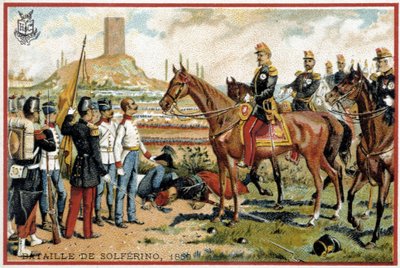 معركة سولفرينو: النصر في معركة سولفرينو ضد النمساويين عام 1859 - الفرقة الأمامية. ليبيج Chromolithography بواسطة المدرسة الفرنسية