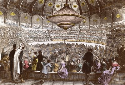 أقام بيرليوز حفلته الموسيقية في 19 يناير 1845 في سيرك أولمبيك في باريس - هيكتور بيرليوز (1803-1869) ، في قاعة السيرك الأولمبي للشانزليزيه في باريس بواسطة المدرسة الفرنسية