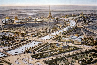 منظر علوي لمعرض باريس لعام 1900 (كرومو) بواسطة المدرسة الفرنسية
